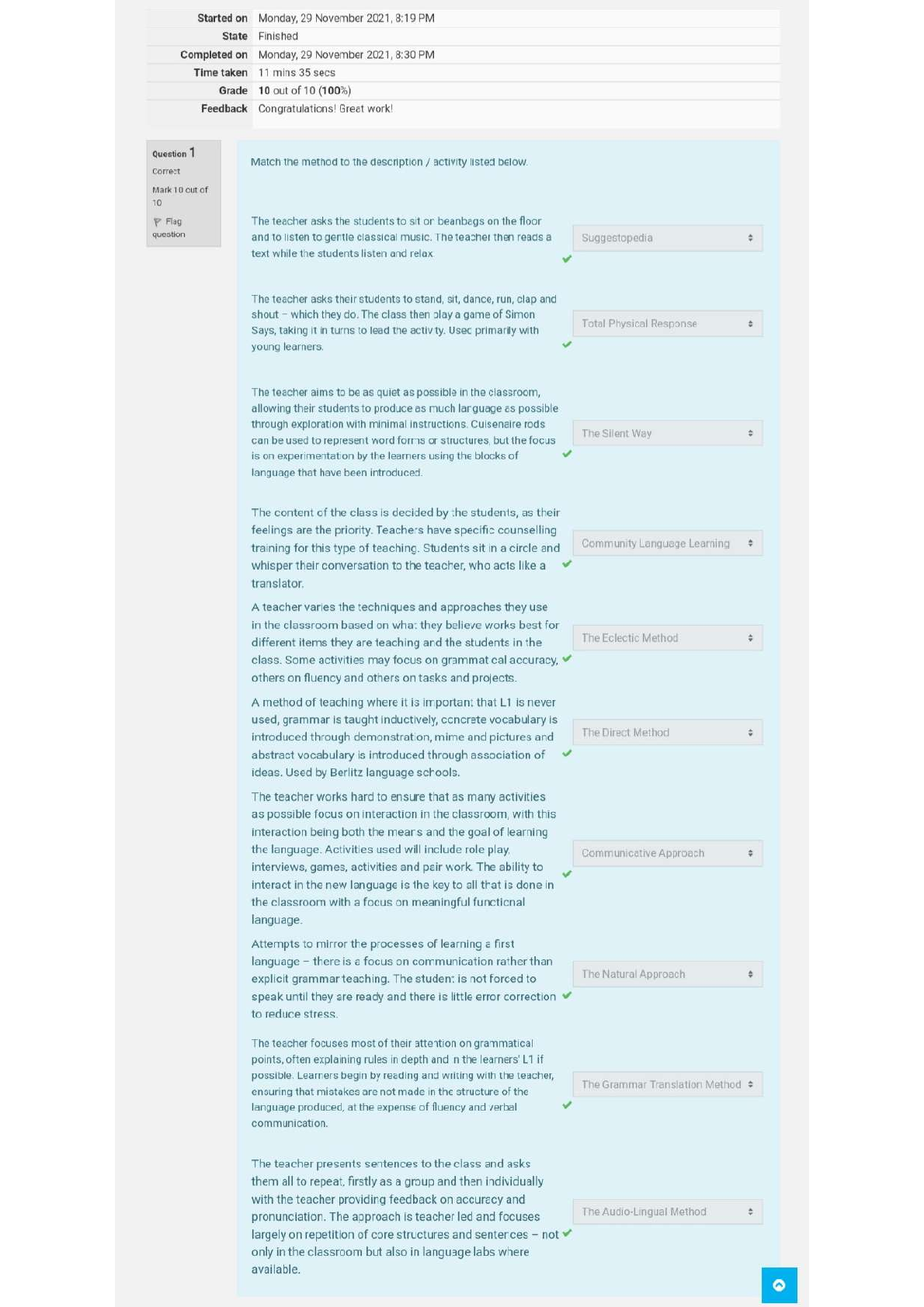 Preview image for i-to-i TEFL Level 5 | 180 hour Course Quiz and End of Unit Test Answers |All Units 1-10.